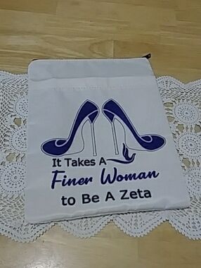 Sorority lined cosmetic,  makeup,  toiletry bag Finer Woman, Zeta